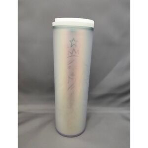 New Starbucks 16oz Tumbler Iridescent Holographic Frosted Mermaid Slide‎ Lid